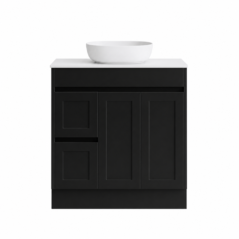BV53 (460mm Depth) Matt Black Fingerpull Freestanding Vanity - 600 / 750 / 900 / 1200 / 1500 / 1800mm