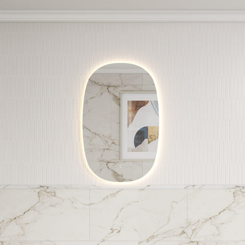 Oval Shape LED Mirror Touchless switch with Demister 580x900mm - Frameless / with Frame