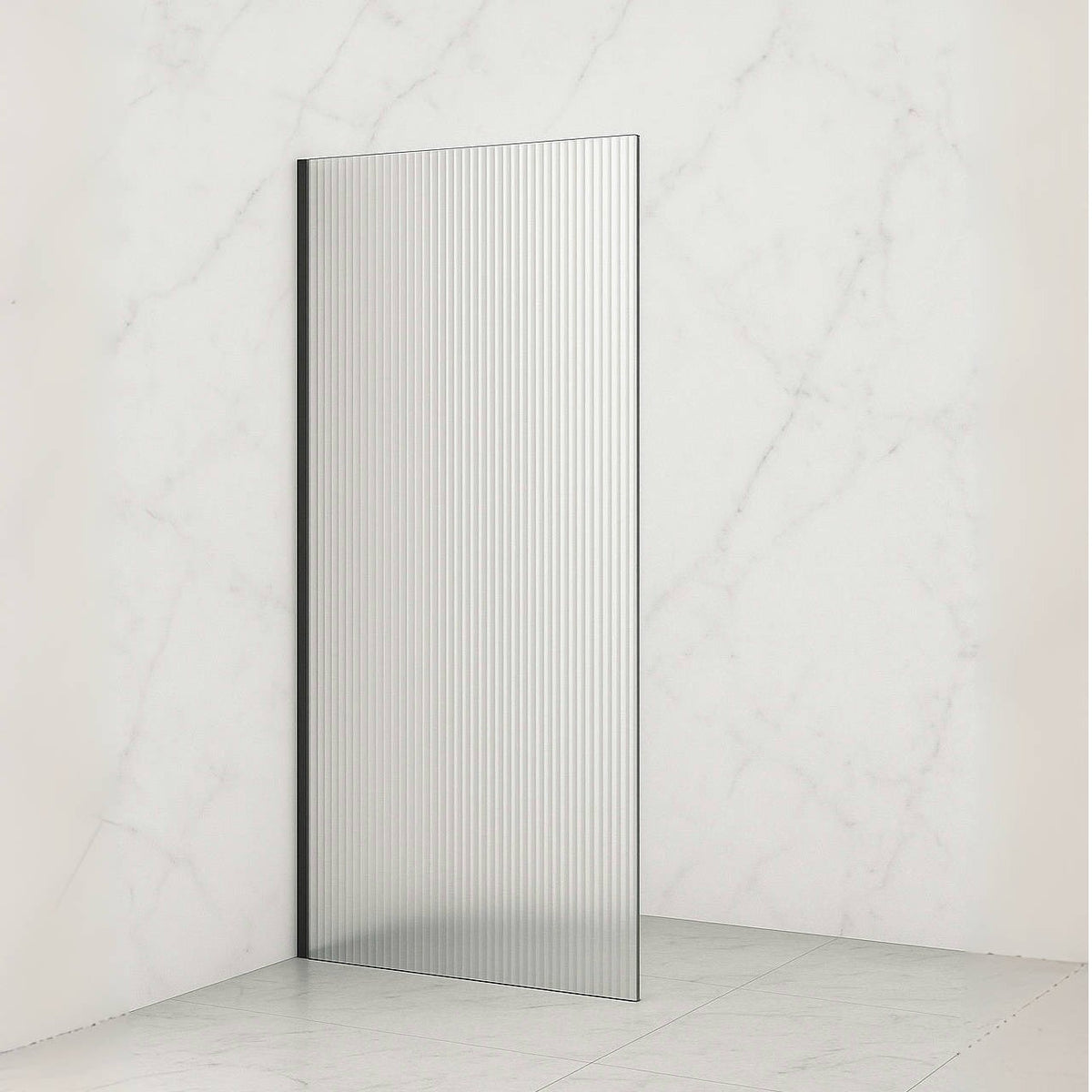 Fluted/Reeded Walk-In Shower Screen – 2100mm High, 900–1500mm, Various Colours