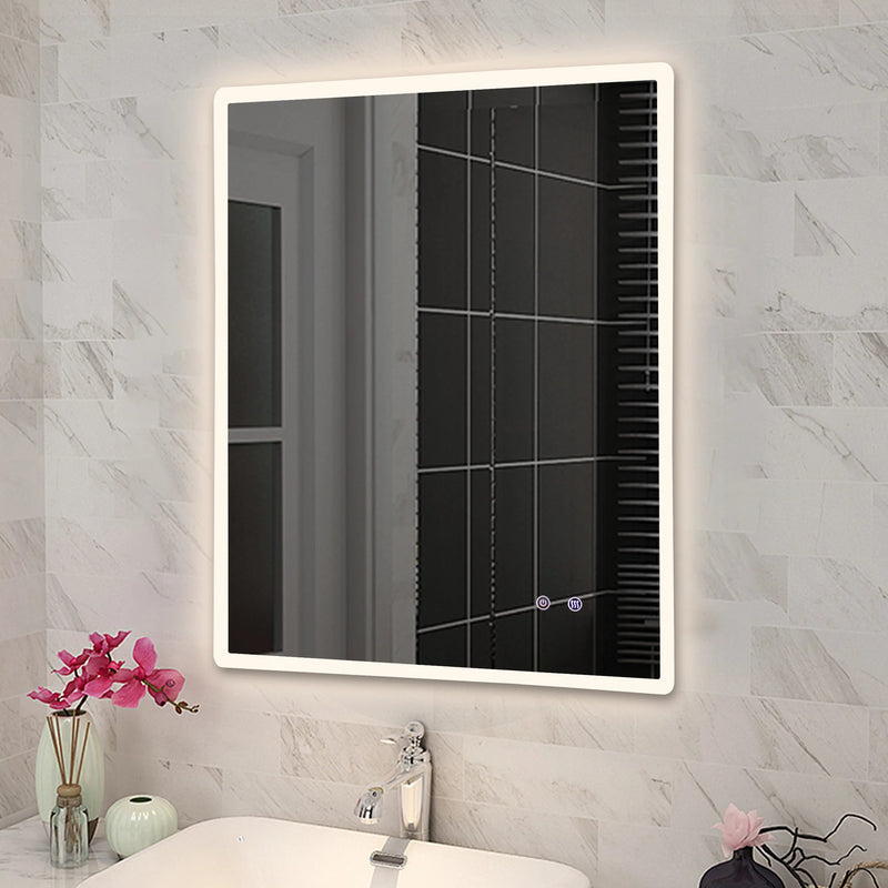 Rectangle Frameless Front Lit LED Bathroom Mirror Touch-on Switch - Various Sizes