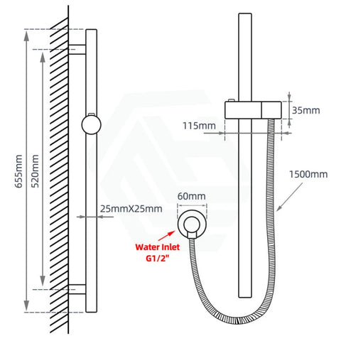 Round Shower Rail with 3 Mode Handheld Shower Set