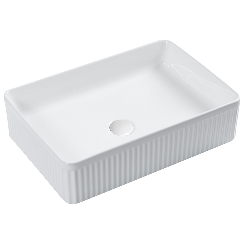 Trend Fluted Above Counter Ceramic Basin 503x340mm - Various Colours