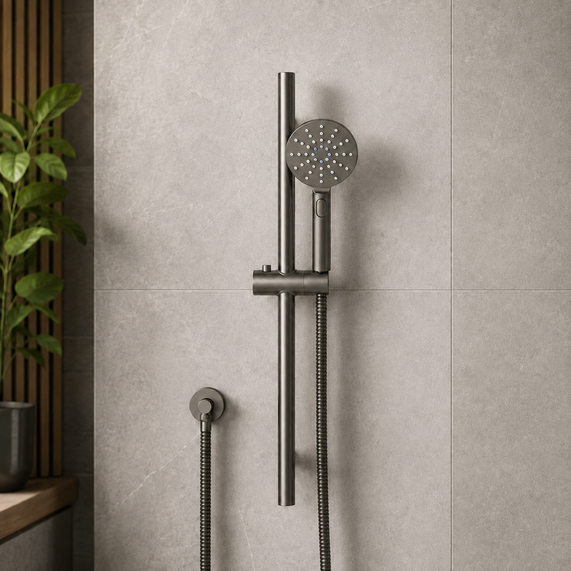 Round Shower Rail with 3 Spray Settings Handheld Shower Set