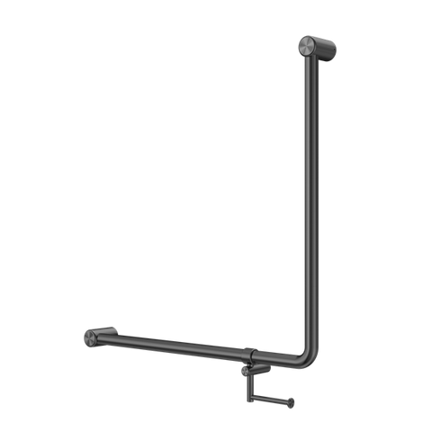 Mecca Care 90 Degree 750x750mm Grab Rail with toilet roll holder - Various Colours