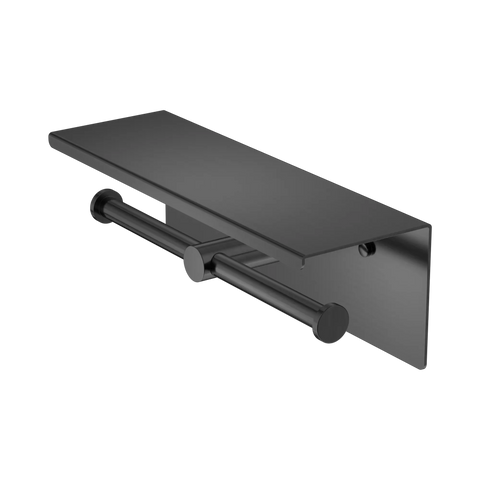 Double Toilet Roll Holder with Shelf - Various Colours