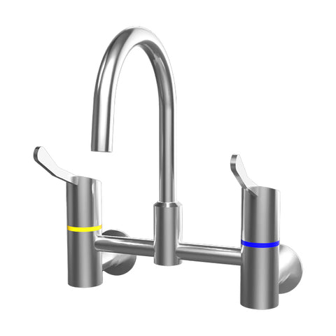 Gentec GPCL10010 Zero Lead Stainless Steel 316 Wall Mounted 100mm Lever Exposed Mixing Set w/ Curved Swivel Spout