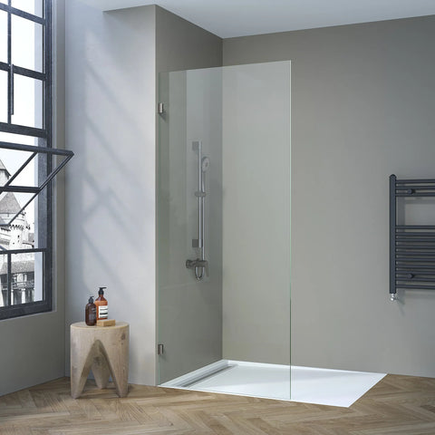 SS08/17 Walk In Shower Screen (2000mm High) with Wall Brackets - Various Colours & Sizes