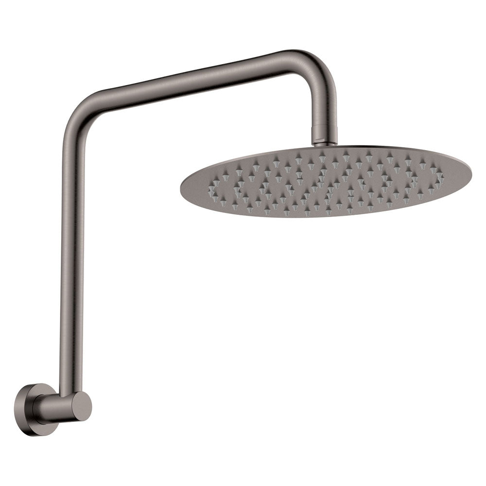 Round Wall Gooseneck Swivel Arm with Overhead Shower Head 250mm- Various Colours
