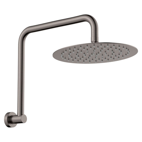 Round Wall Gooseneck Swivel Arm with Overhead Shower Head 250mm- Various Colours