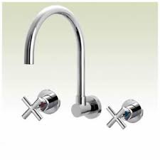 Wall Laundry/Kitchen/Bath Tap Set with Swivel Spout - Chrome