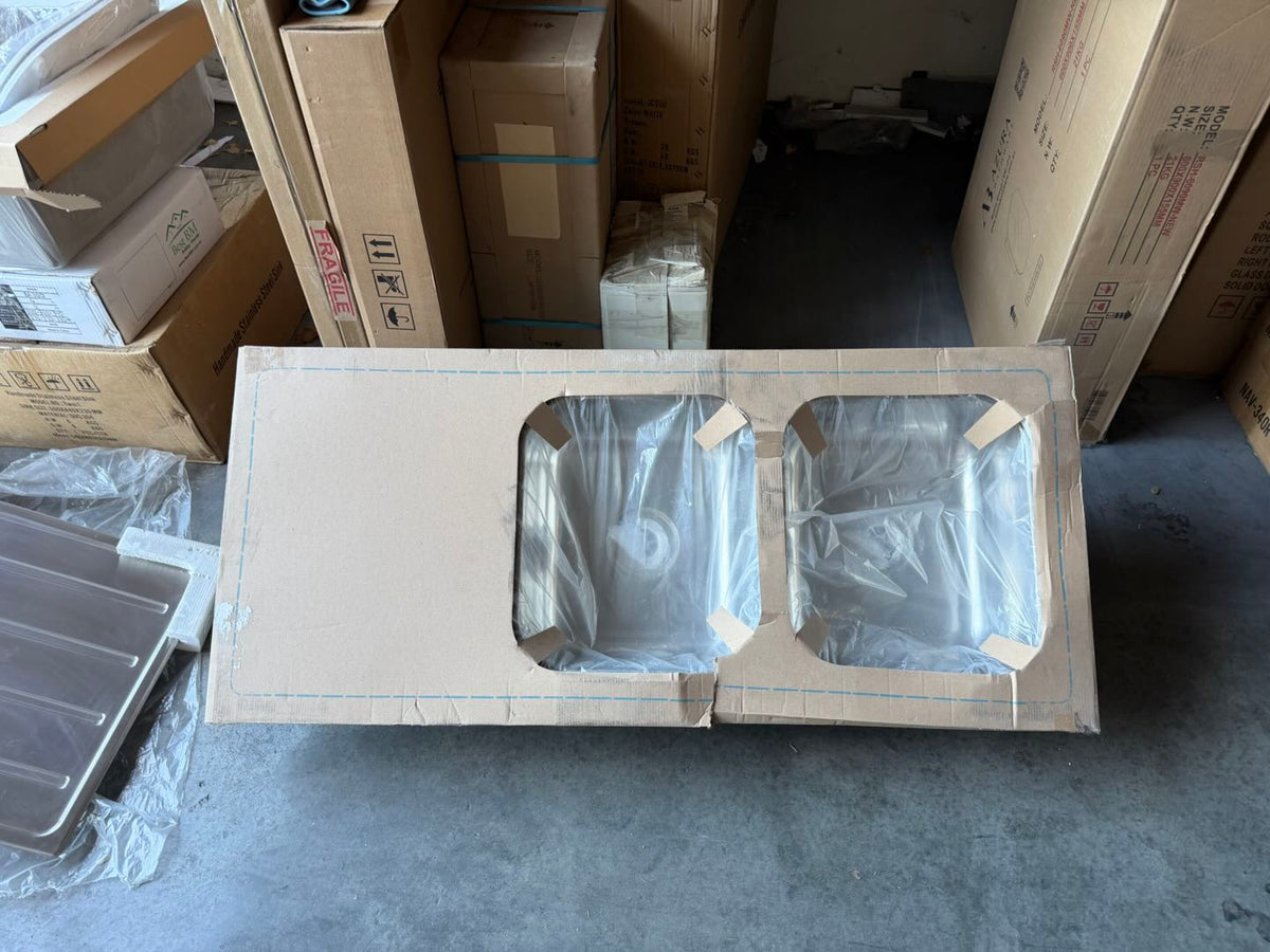 Double Bowls with Drainer Topmount Kitchen Sink 1200x500mm - Stainless Steel (Stock Clearance)