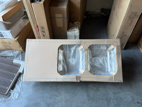 Double Bowls with Drainer Topmount Kitchen Sink 1200x500mm - Stainless Steel (Stock Clearance)