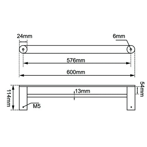 EMPIRE Double Towel Rail 600mm / 800mm - Various Colours