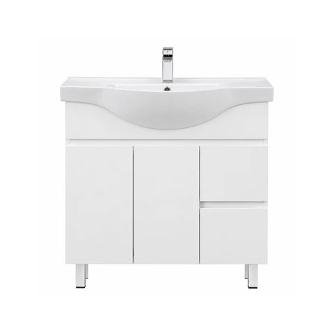 BV96 Gloss White Semi-Recessed Freestanding Vanity - 600 / 750 / 900mm