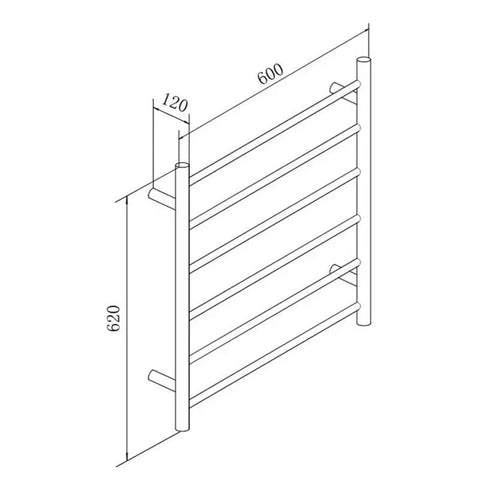Round Heated Towel Ladder (6 Bars) 600 x 620mm - Various Colours
