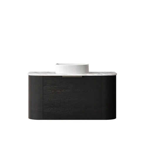 BV73 Curved Black Oak Wall Hung Vanity - 600 / 750 / 900 / 1200 / 1500 / 1800mm