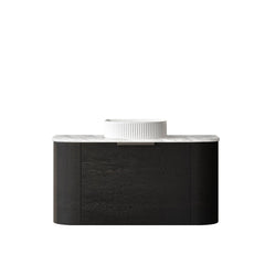 BV73 Curved Black Oak Wall Hung Vanity - 600 / 750 / 900 / 1200 / 1500 / 1800mm