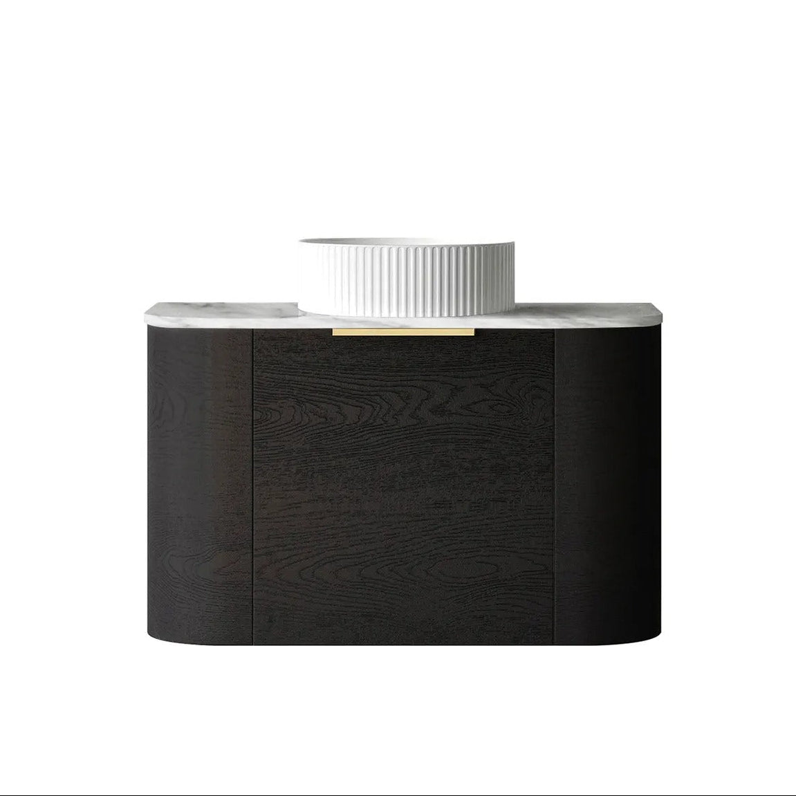 BV73 Curved Black Oak Wall Hung Vanity - 600 / 750 / 900 / 1200 / 1500 / 1800mm