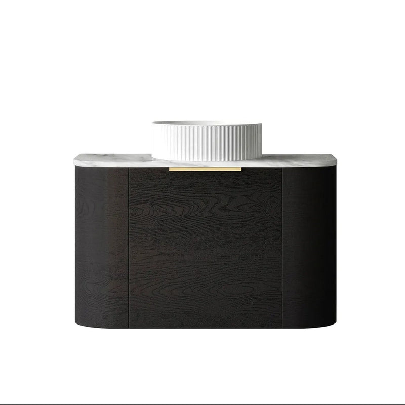 BV73 Curved Black Oak Wall Hung Vanity - 600 / 750 / 900 / 1200 / 1500 / 1800mm
