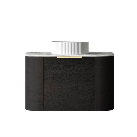 BV73 Curved Black Oak Wall Hung Vanity - 600 / 750 / 900 / 1200 / 1500 / 1800mm