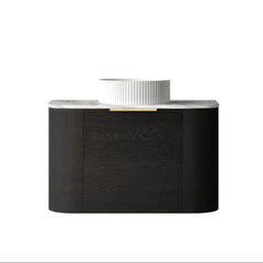 BV73 Curved Black Oak Wall Hung Vanity - 600 / 750 / 900 / 1200 / 1500 / 1800mm