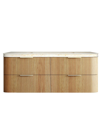BV74 Plywood Fluted Oak Wall Hung Curve Vanity