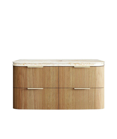 BV74 Plywood Fluted Oak Wall Hung Curve Vanity