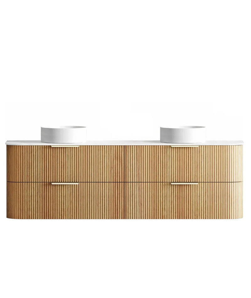BV74 Plywood Fluted Oak Wall Hung Curve Vanity - 600 / 750 / 900 / 1200 / 1500 / 1800mm