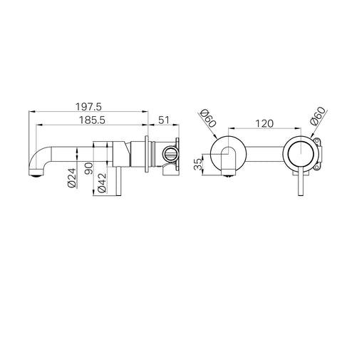 Nero WBM07-II Rimini Round Wall Basin/Bath Mixer Set with Spout - Various Colours