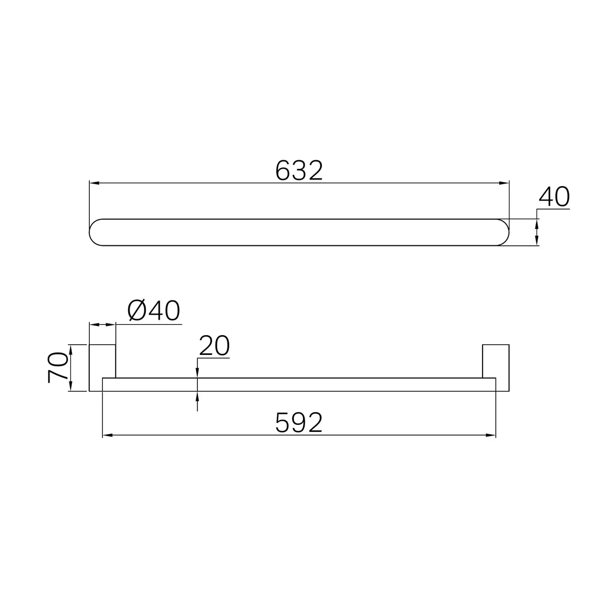 Nero Bianca 12V Horizontal Single Heated Towel Rail - Various Colours