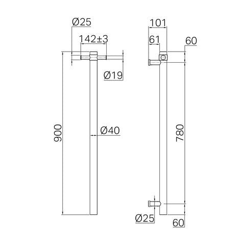 Nero Mecca 240V Round Vertical Heated Towel Rail 40 x 900mm - Various Colours