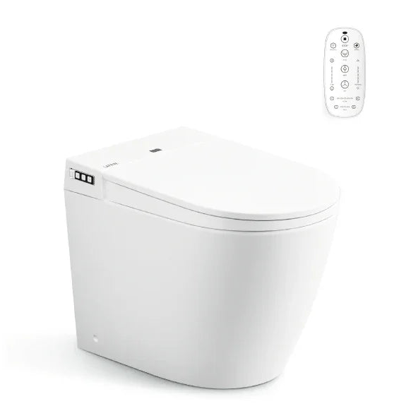 In Wall Cistern Rimless Flush Toilet Suite with Smart Remote Bidet Seat - White (4 Star)