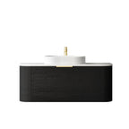 BV73 Curved Black Oak Wall Hung Vanity