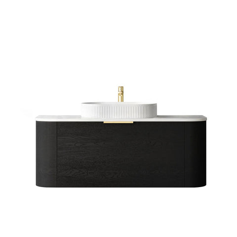 BV73 Curved Black Oak Wall Hung Vanity - 600 / 750 / 900 / 1200 / 1500 / 1800mm