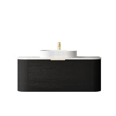 BV73 Curved Black Oak Wall Hung Vanity - 600 / 750 / 900 / 1200 / 1500 / 1800mm