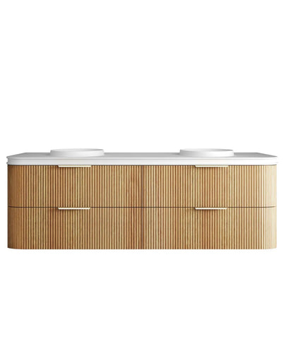 BV74 Plywood Fluted Oak Wall Hung Curve Vanity