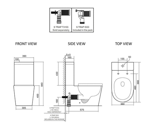 Raised Height Back To Wall Tornado Rimless Flush Toilet Suite with Smart Remote Bidet Seat - White (4 Star)