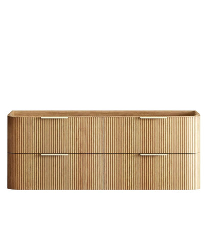 BV74 Plywood Fluted Oak Wall Hung Curve Vanity