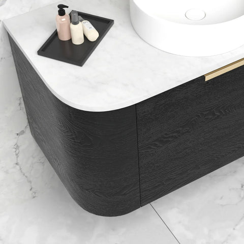 BV73 Curved Black Oak Wall Hung Vanity - 600 / 750 / 900 / 1200 / 1500 / 1800mm