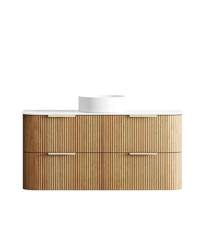 BV74 Plywood Fluted Oak Wall Hung Curve Vanity