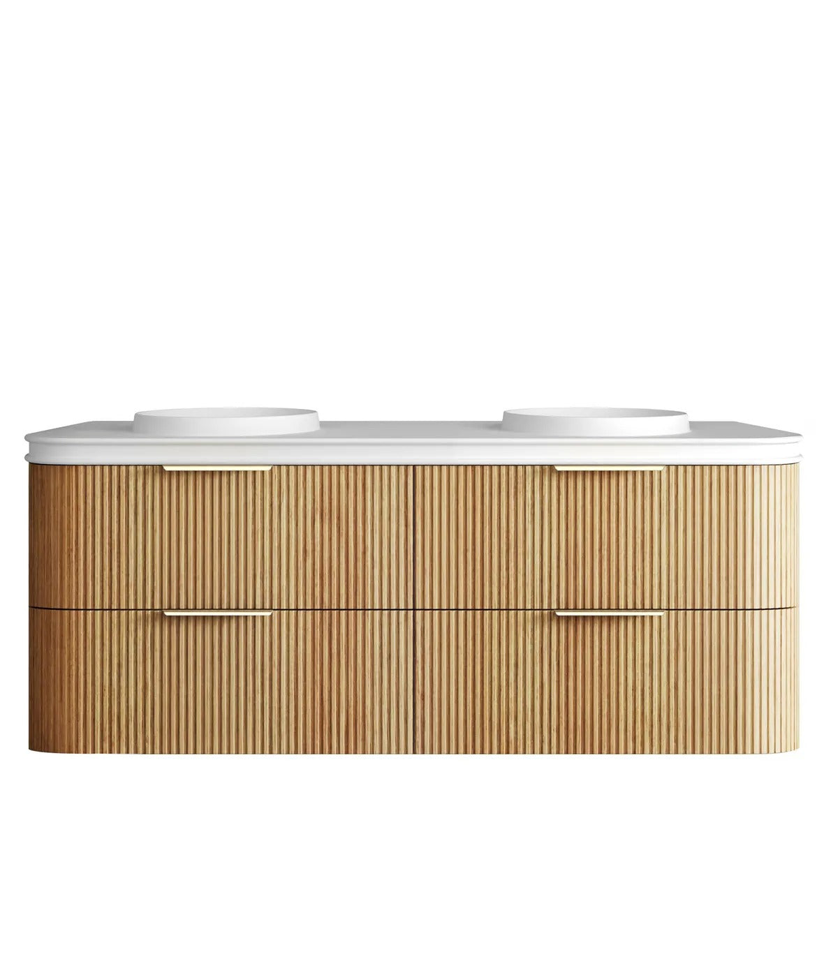 BV74 Plywood Fluted Oak Wall Hung Curve Vanity - 600 / 750 / 900 / 1200 / 1500 / 1800mm