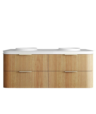 BV74 Plywood Fluted Oak Wall Hung Curve Vanity