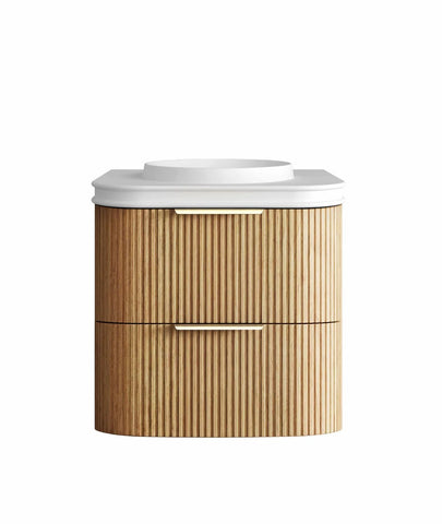 BV74 Plywood Fluted Oak Wall Hung Curve Vanity