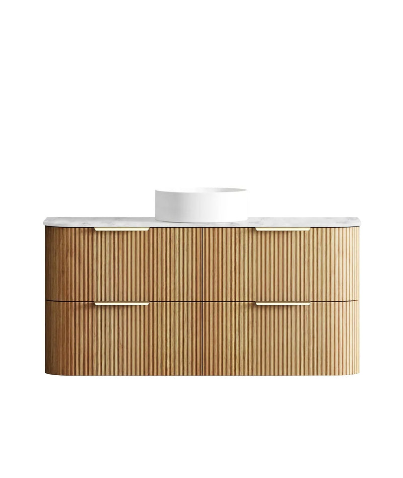BV74 Plywood Fluted Oak Wall Hung Curve Vanity - 600 / 750 / 900 / 1200 / 1500 / 1800mm