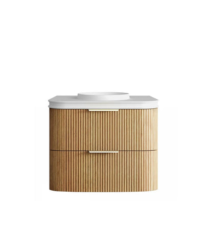 BV74 Plywood Fluted Oak Wall Hung Curve Vanity