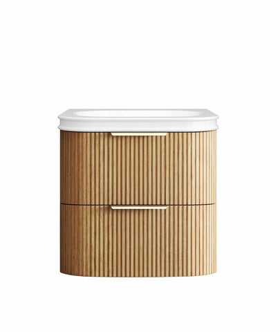 BV74 Plywood Fluted Oak Wall Hung Curve Vanity