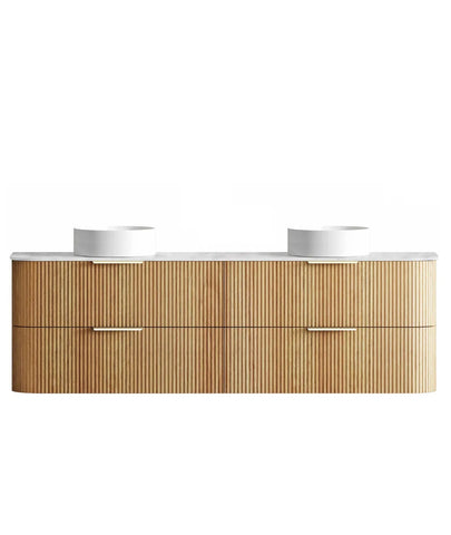 BV74 Plywood Fluted Oak Wall Hung Curve Vanity