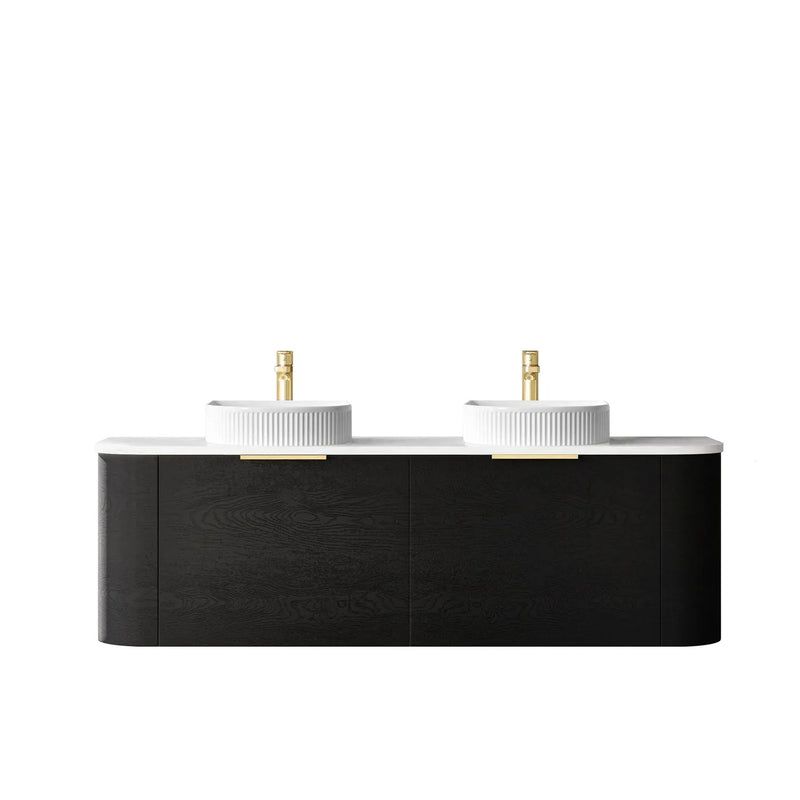 BV73 Curved Black Oak Wall Hung Vanity - 600 / 750 / 900 / 1200 / 1500 / 1800mm