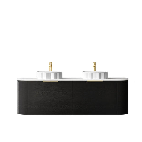 BV73 Curved Black Oak Wall Hung Vanity - 600 / 750 / 900 / 1200 / 1500 / 1800mm
