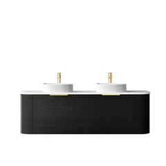 BV73 Curved Black Oak Wall Hung Vanity - 600 / 750 / 900 / 1200 / 1500 / 1800mm